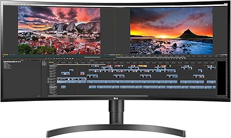 LG 34WN80C-B UltraWide Monitor 34” 21:9 Curved WQHD (3440 x 1440) IPS Display, USB Type-C (60W PD) , sRGB 99% Color Gamut, 3-Side Virtually Borderless Design, Tilt/Height Adjustable Stand - Black