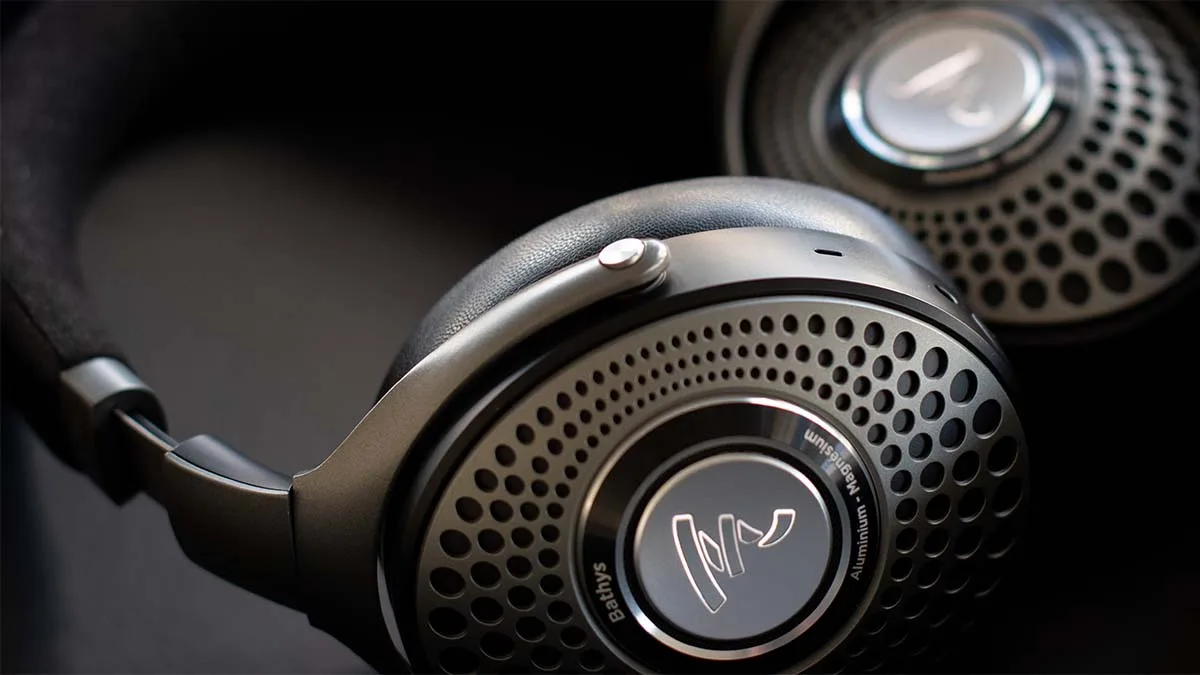Focal Bathys headphones with a sleek design, featuring plush ear cups and a comfortable headband, perfect for long listening