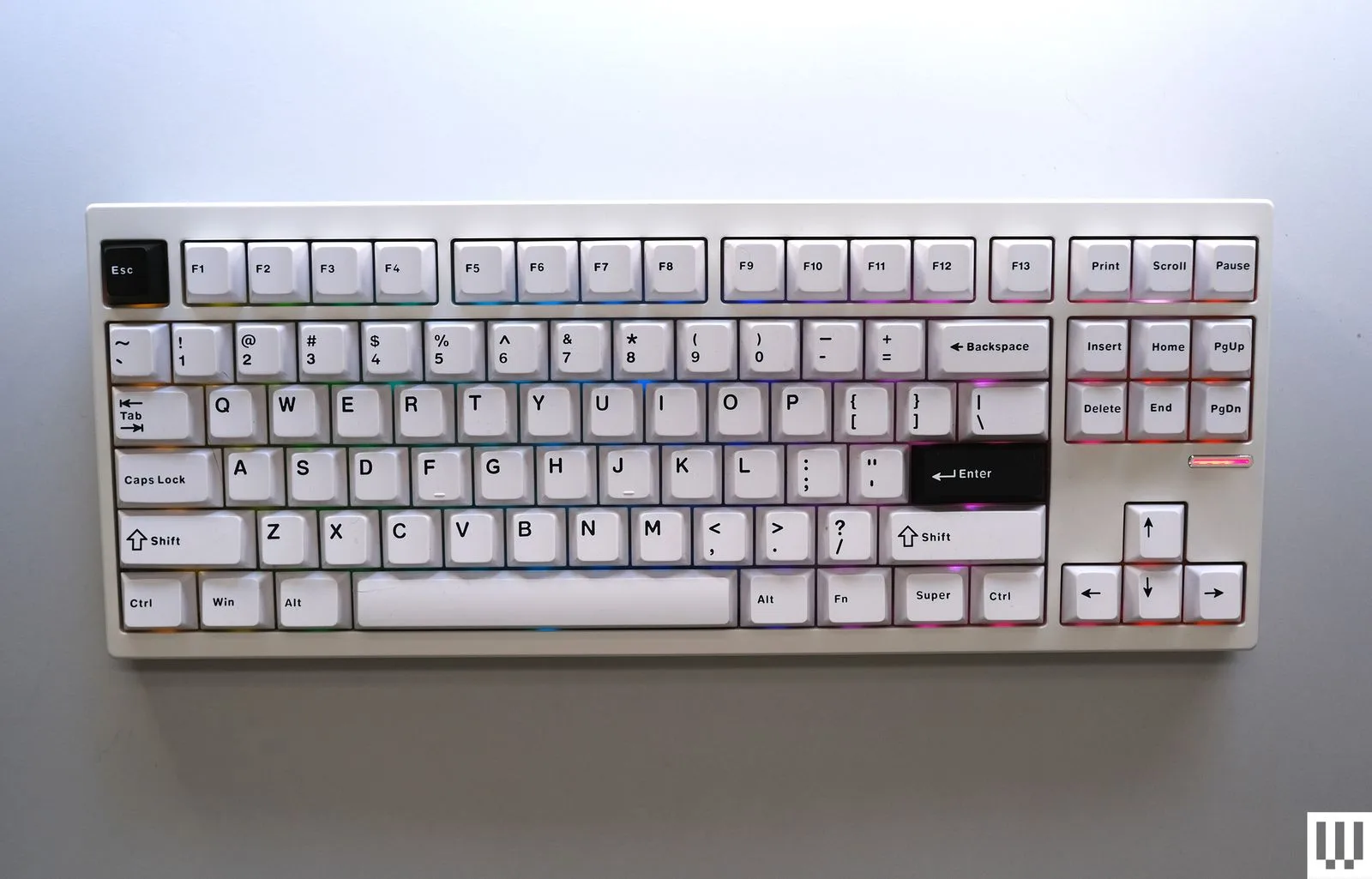 Mchose GX87 keyboard with aluminum build, featuring a sleek design and no per-key RGB customization
